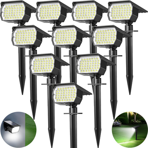 Tadyreal solar spot lights with 46 LEDs deliver bright outdoor illumination.