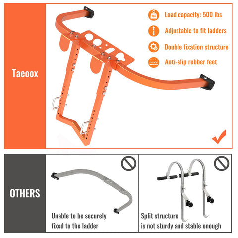 Taeoox ladder stabilizer wing span extended to fit wide-spaced ladders