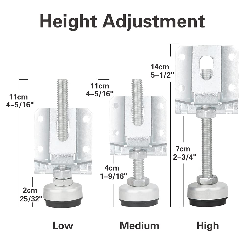 Tahikem leveling feet with adjustable height stabilize workbenches.
