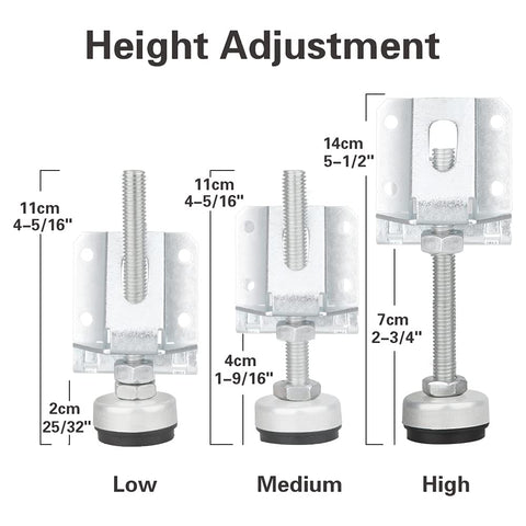 Tahikem leveling feet with adjustable height stabilize workbenches.