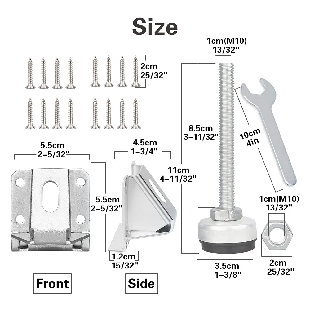 Tahikem leveling feet with rubber base protects floors.