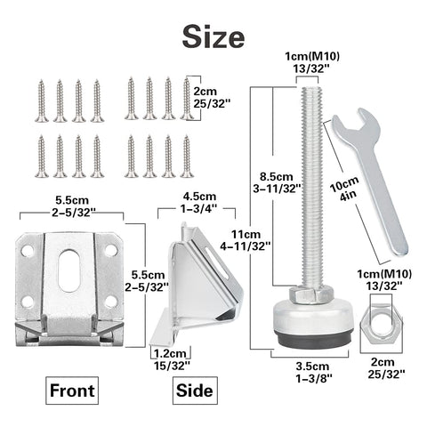 Tahikem leveling feet with rubber base protects floors.