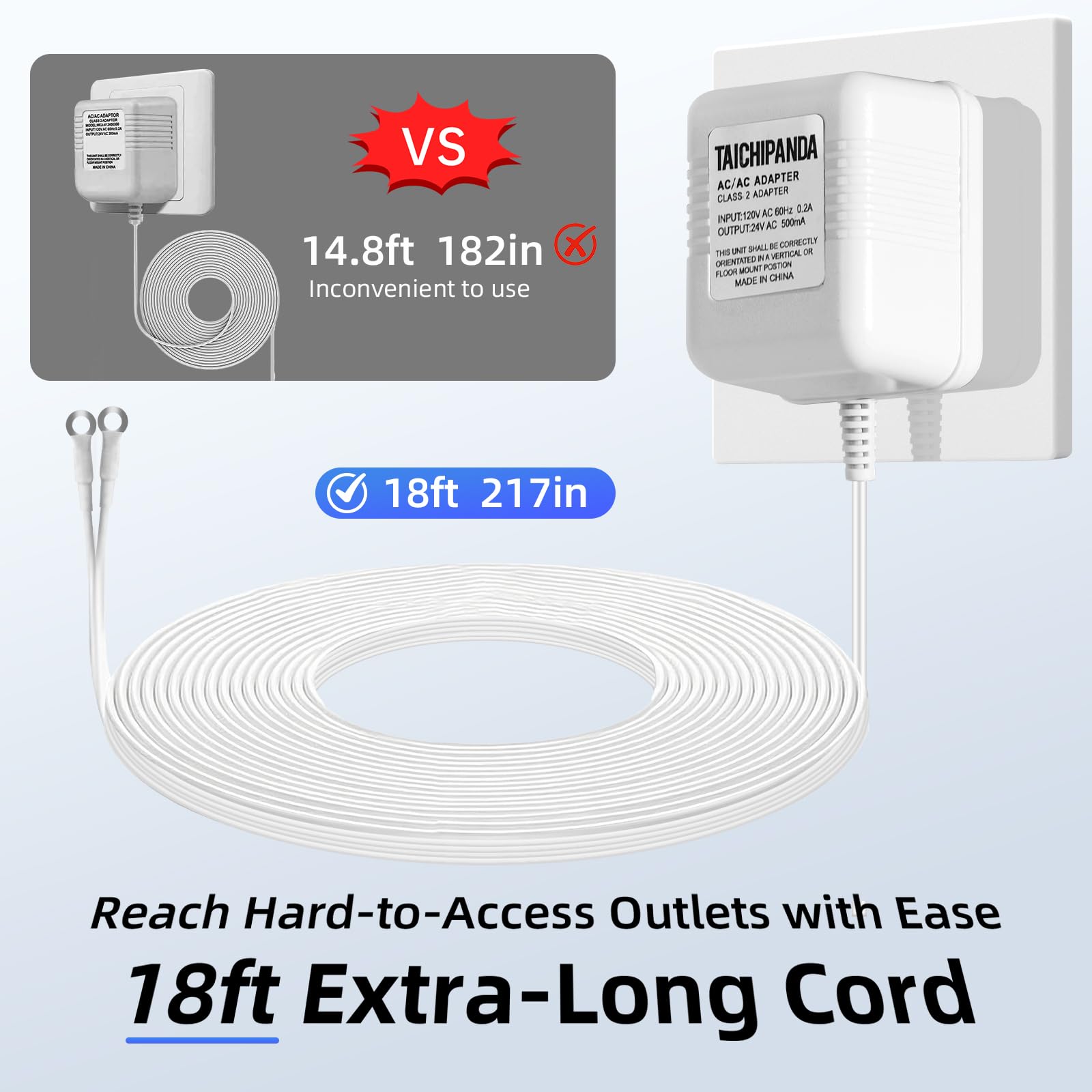 TAICHIPANDA installation along wall from outlet to doorbell cable route