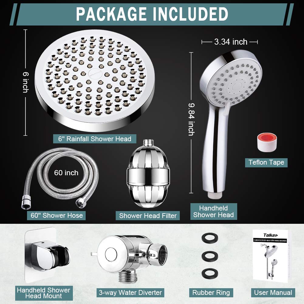 Taiker filtered shower head swivel connector allows precise angle adjustment for comfortable showers.