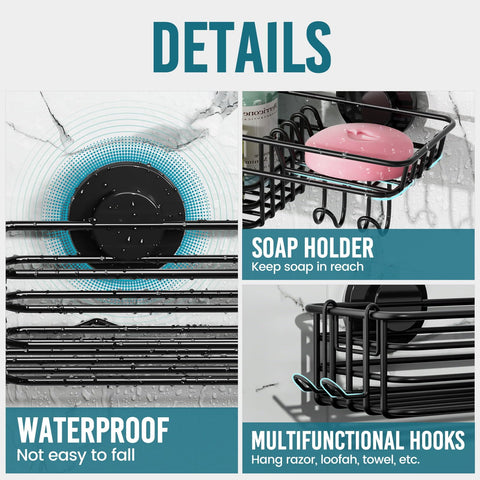 TAILI bathroom organizer in shower setup improves tidiness and space efficiency