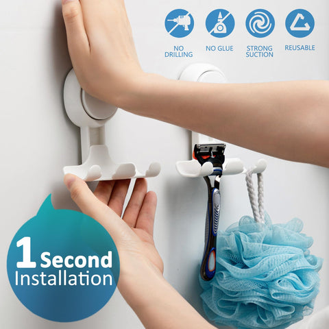 TAILI 2-pack razor holder installs without tools for bathroom organization.