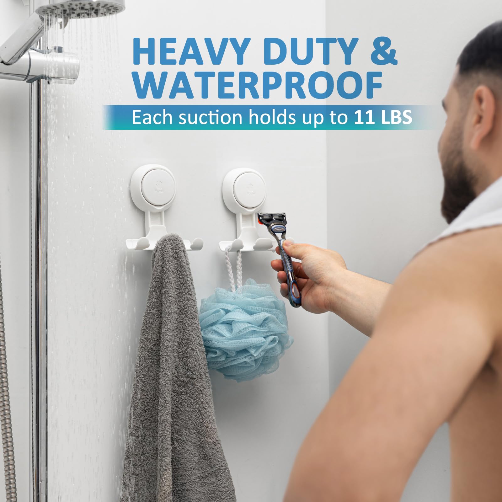 TAILI shower hook securely grips razors on tile or glass surfaces.