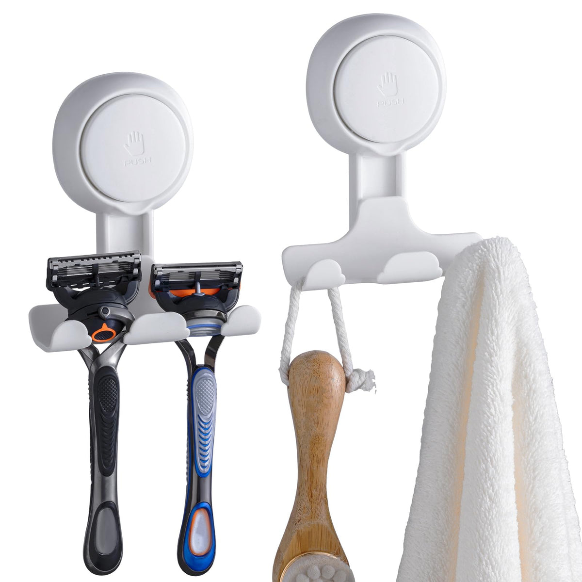 TAILI suction cup razor holder in shower keeps razors secure and dry.