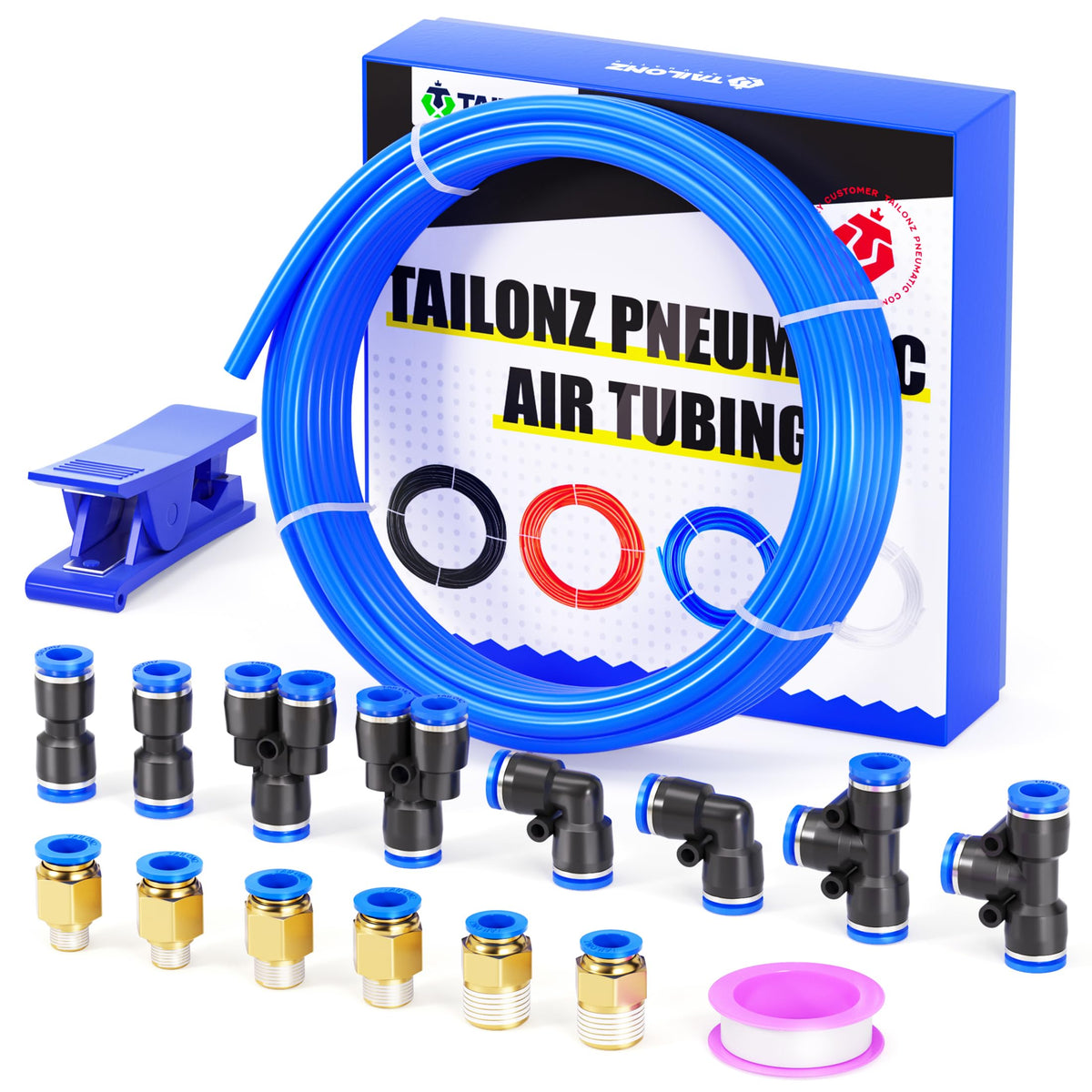 TAILONZ PNEUMATIC Pu Tube 12mm-OD 8mm-ID 10m demonstrates extended reach for air tools.
