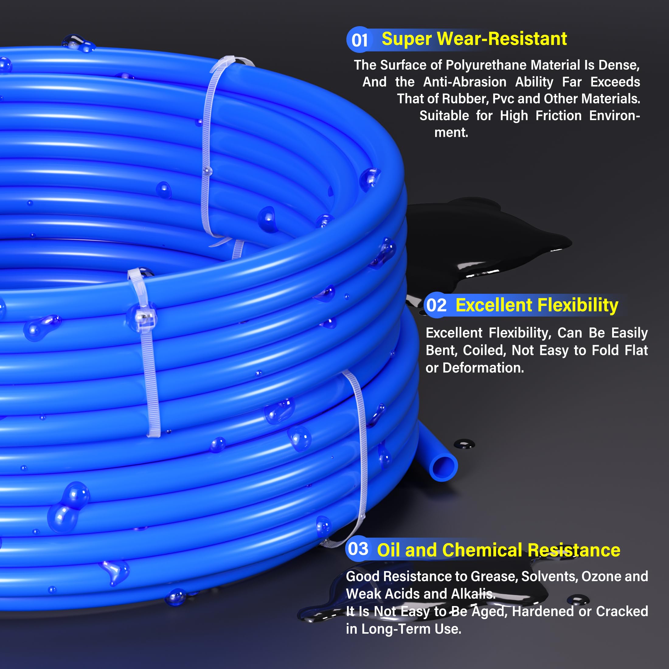 TAILONZ PNEUMATIC Pu Tube strong restoring force supports quick return after bends.