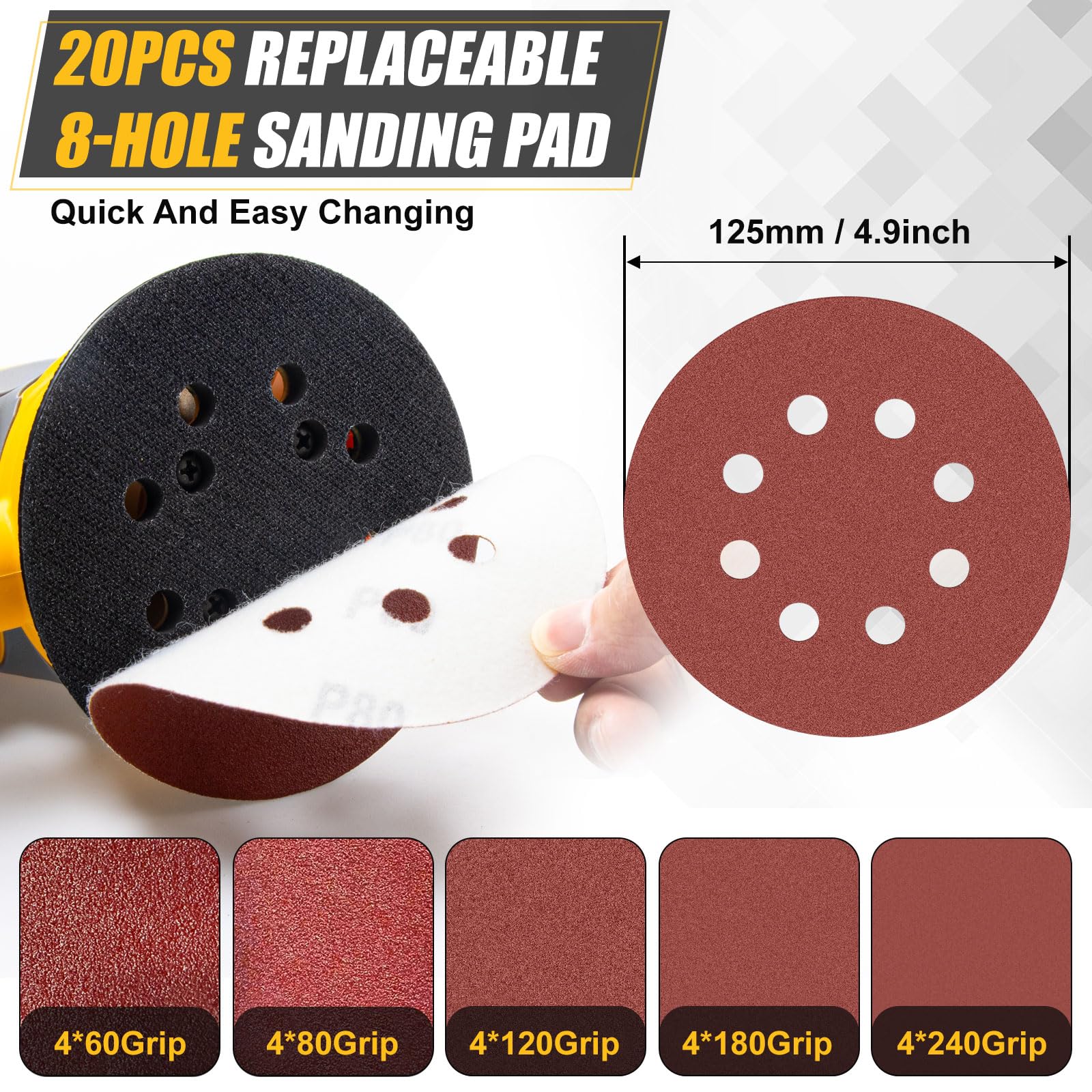 TAIRDA cordless sander featuring integrated dust collection system.
