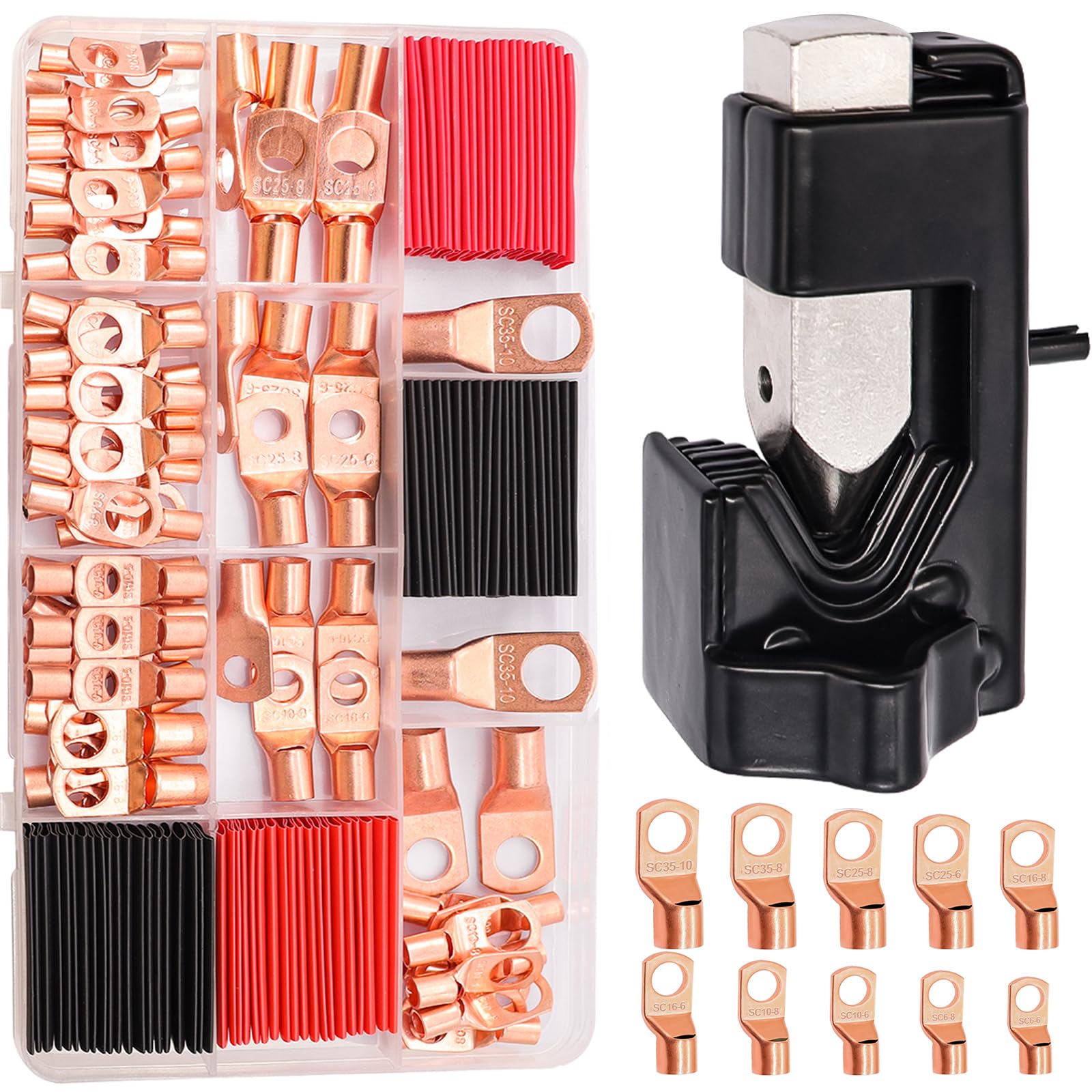 Taiss 160pcs battery lug ends close-up for corrosion-resistant automotive wiring