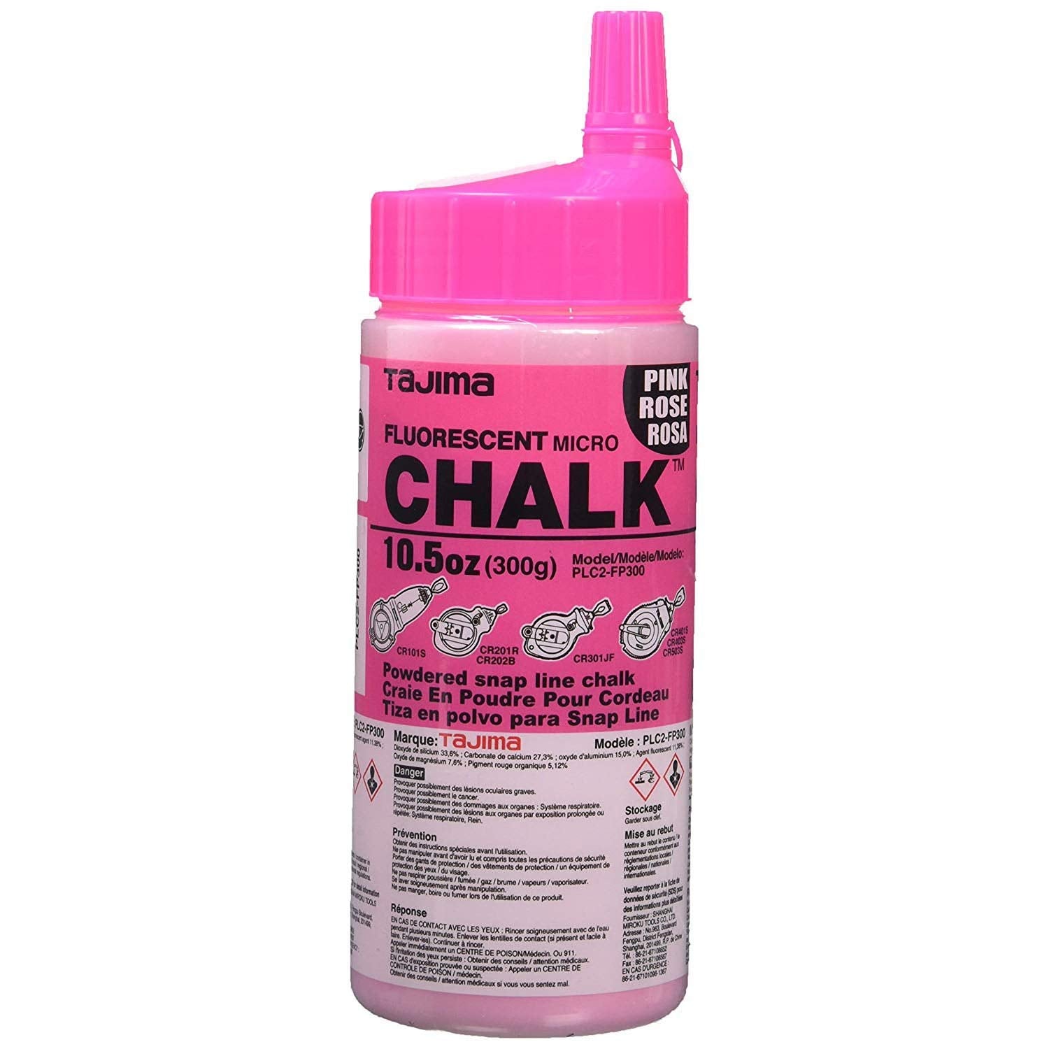 Tajima Micro Chalk in fluorescent pink for high-visibility lines on tile and carpentry layouts.