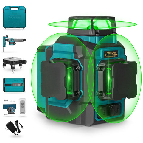 Takamine GM120S top-view showing 3x360-degree green laser lines for quick room layout