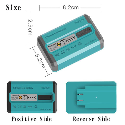 Takamine TK5200 battery underside with label to support informed use.