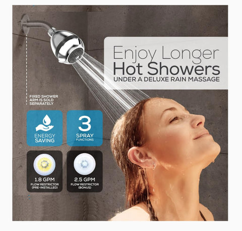 Take A Shower Fire Hydrant Spa Shower Head no-clog nozzle reduces mineral buildup.