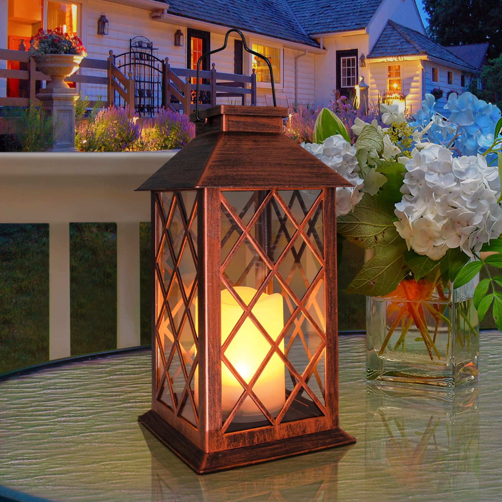 TAKE ME garden path lantern lighting along a walkway.