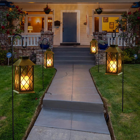 Take Me lantern for yard garden path near pool area.
