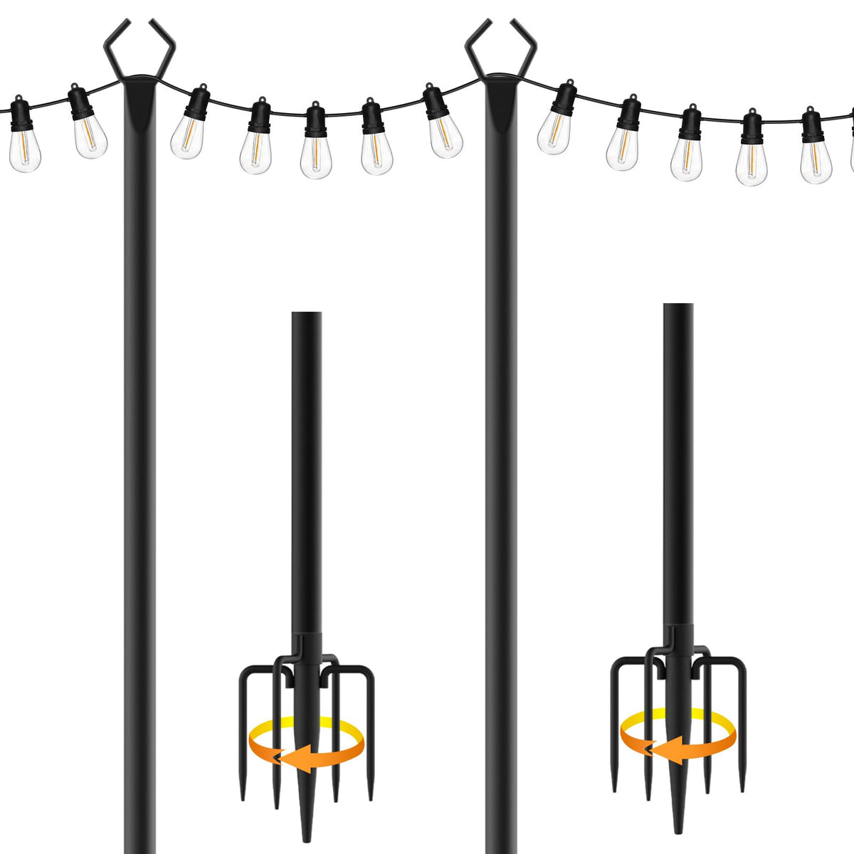 Talkhigh 2-pack 10ft light poles provide sturdy outdoor lighting support for patios and gardens.