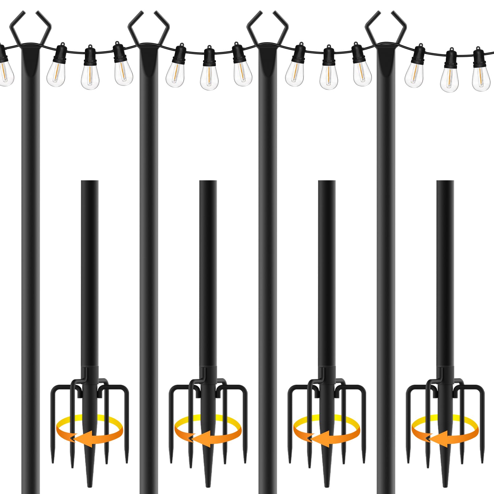 Talkhigh 4-pack 10ft heavy-duty light poles for durable outdoor illumination.