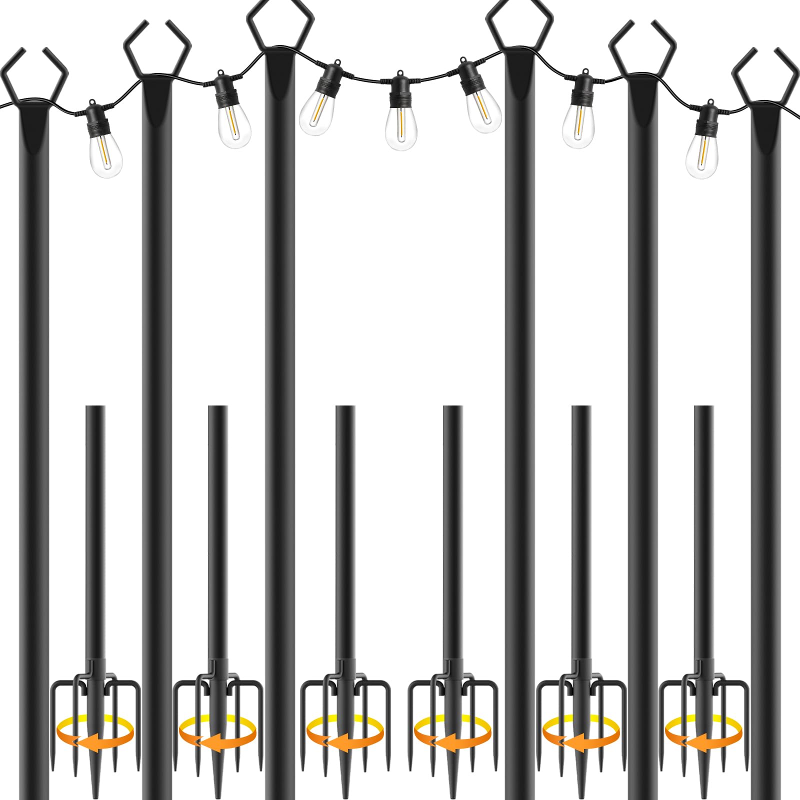 Talkhigh 6-pack 10ft heavy-duty light poles for durable outdoor setups.