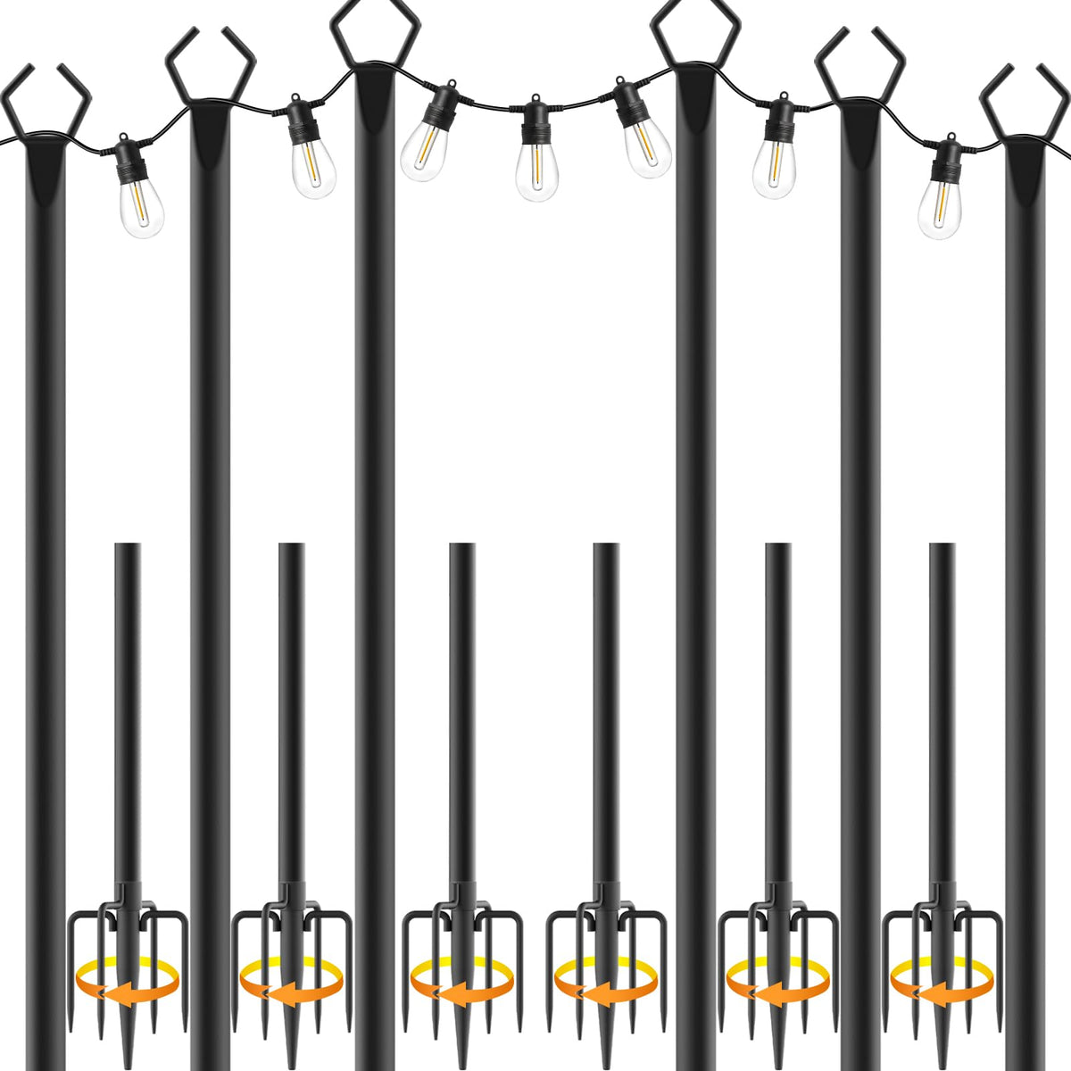 Talkhigh 6-pack 10ft heavy-duty light poles for durable outdoor setups.