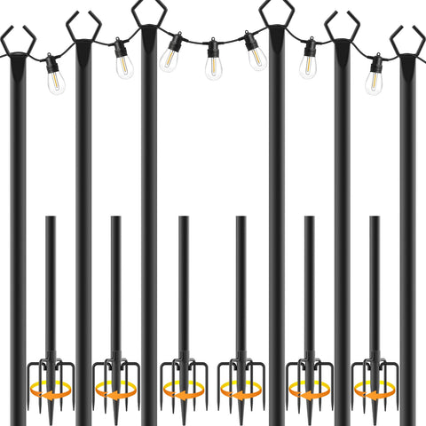 Talkhigh 6-pack 10ft heavy-duty light poles for durable outdoor setups.