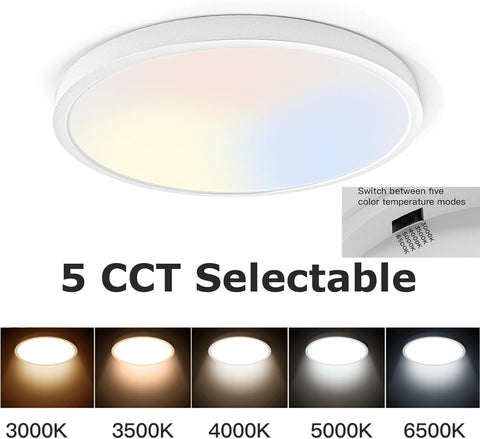 Taloya flush mount LED light with milk white shell, side view suitable for hallways and utility spaces.