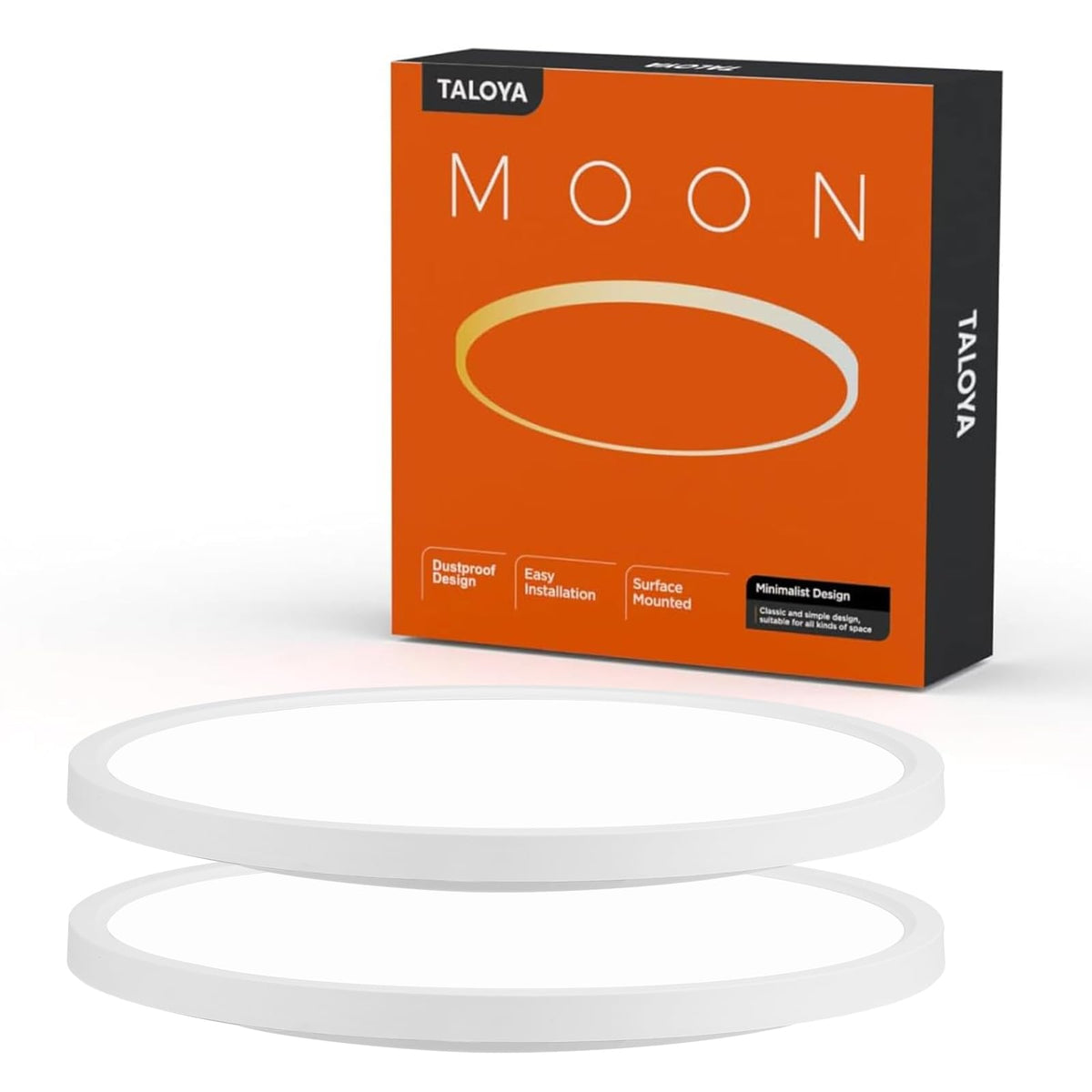 TALOYA 2-pack white 10-inch ceiling light, front view, provides even, glare-free brightness for any room.
