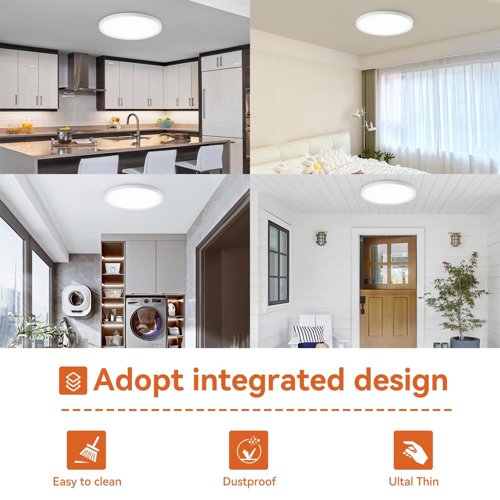 TALOYA 2-pack white 10-inch ceiling light, ultra-slim profile for modern ceilings.