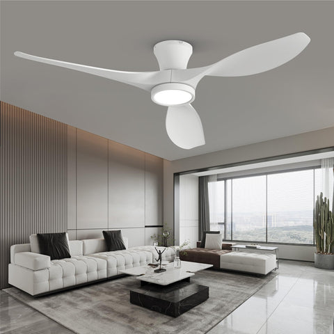 TALOYA 52-inch ceiling fan with light seen from a distance in a modern room for a clean, cool look