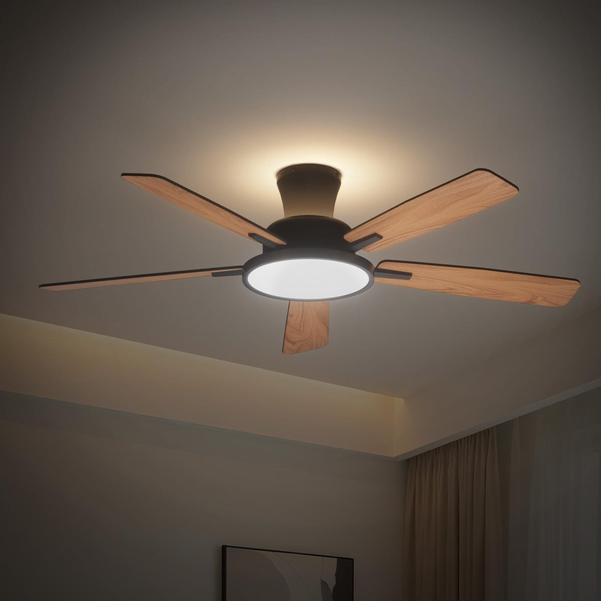 TALOYA 52-inch ceiling fan with light and remote for quiet living rooms.