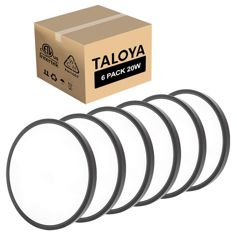 Taloya Black 6-pack LED ceiling fixture front view with ultra-thin profile.