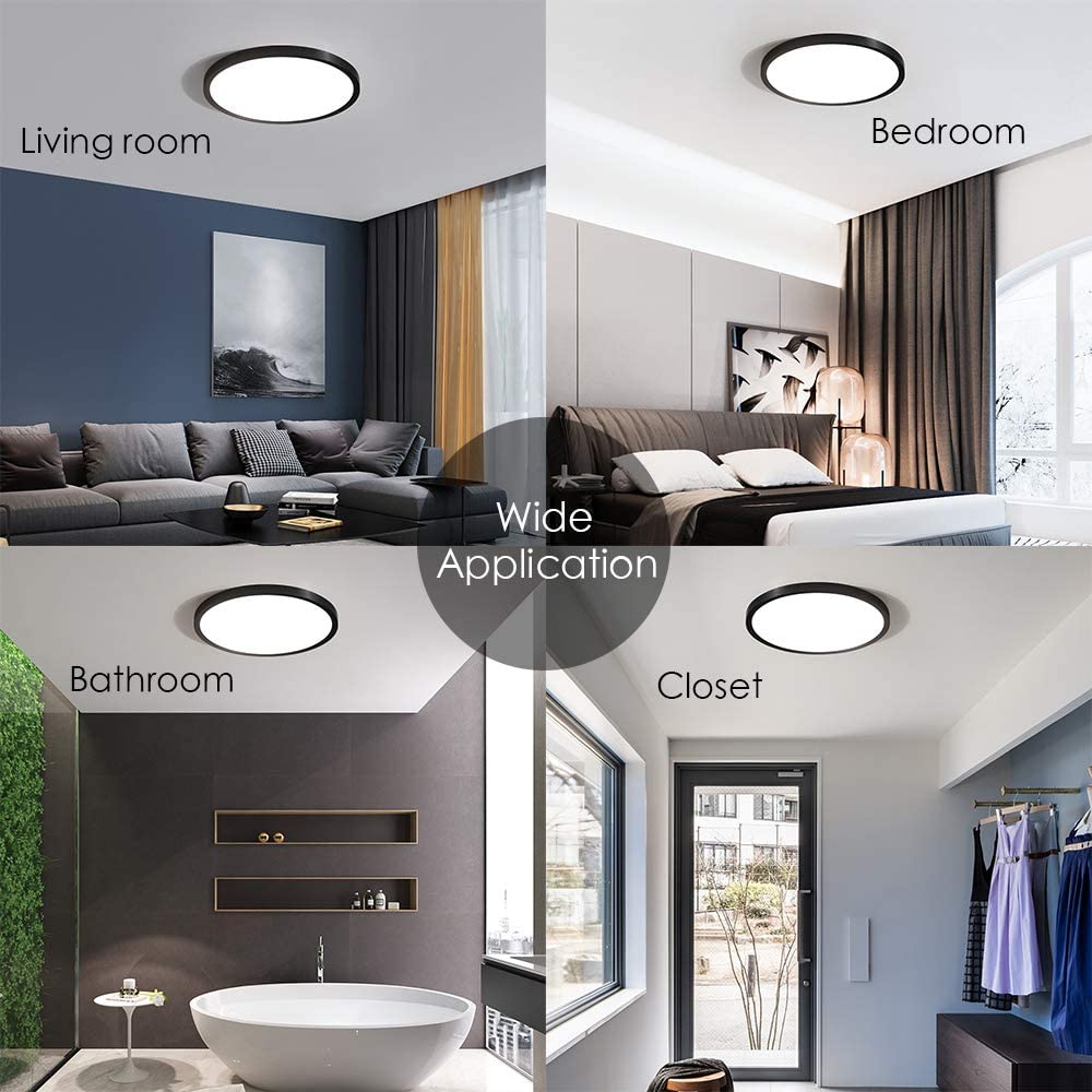 Taloya Black 6-pack LED ceiling fixture bright living room setup.