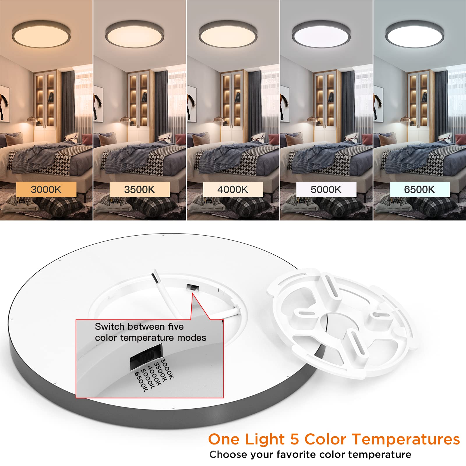 Taloya Black 6-pack LED ceiling fixture side view for modern interiors.