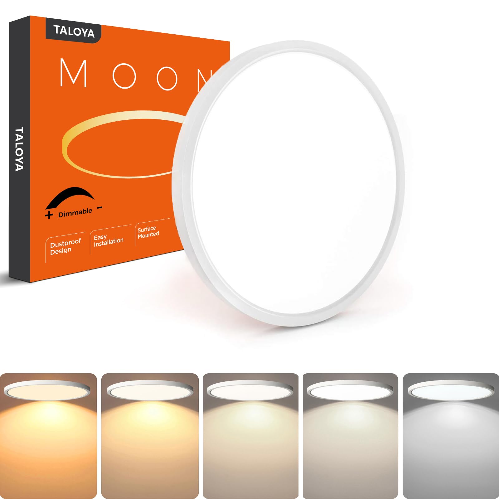 Taloya dimmable flush-mount ceiling light with 12-inch profile for a modern, energy-efficient glow
