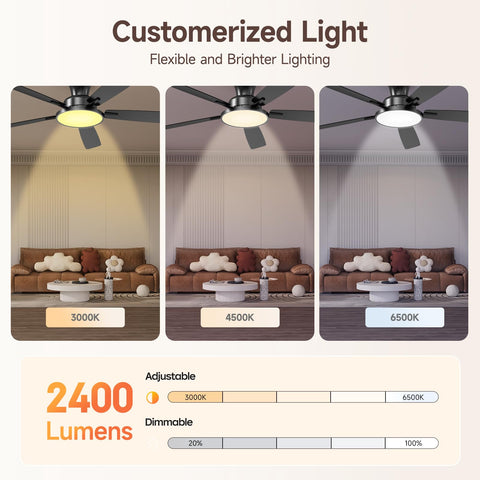 TALOYA dimmable light with 3000K–6500K for customizable ambiance.