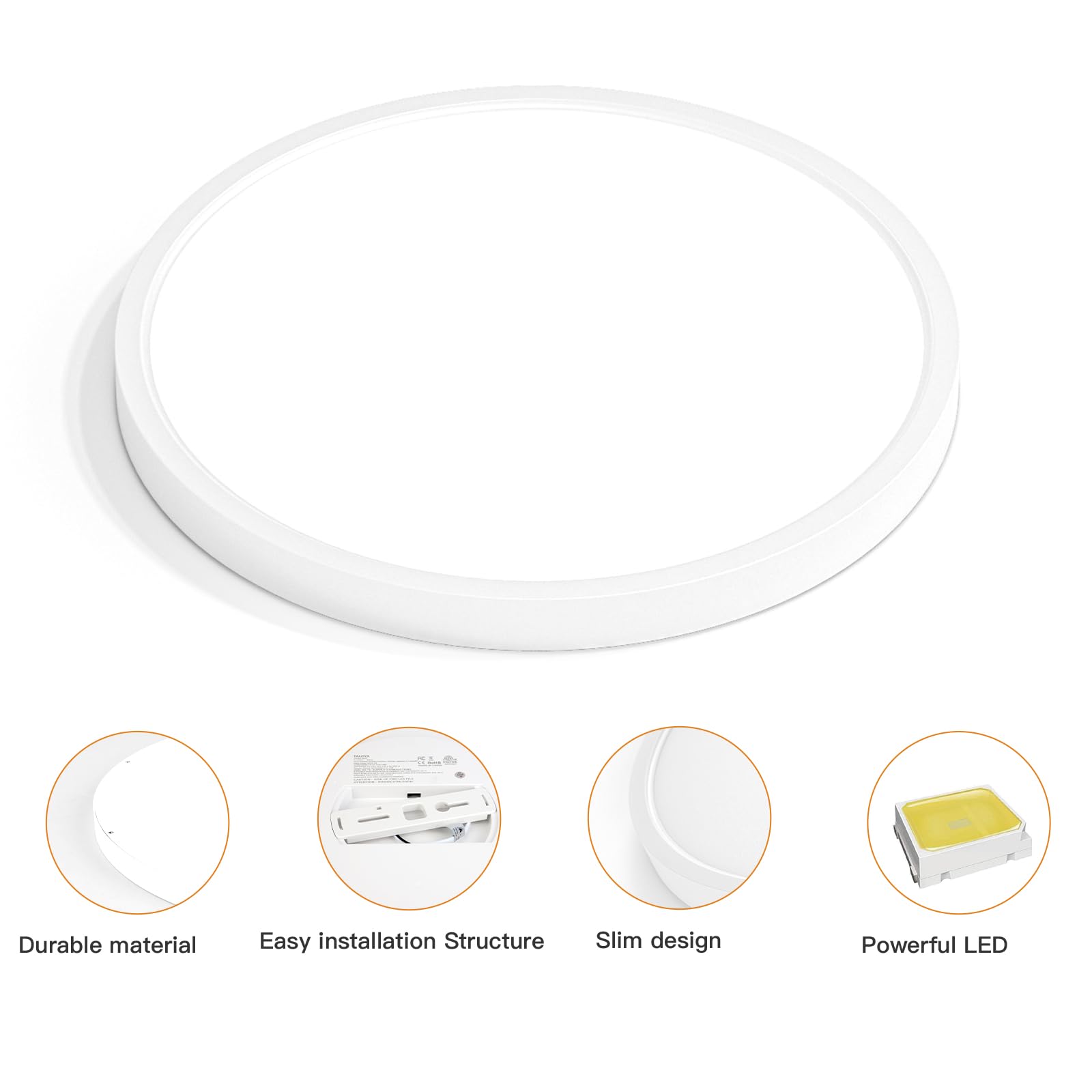 Taloya edge-lit technology provides even, flicker-free lighting across living spaces