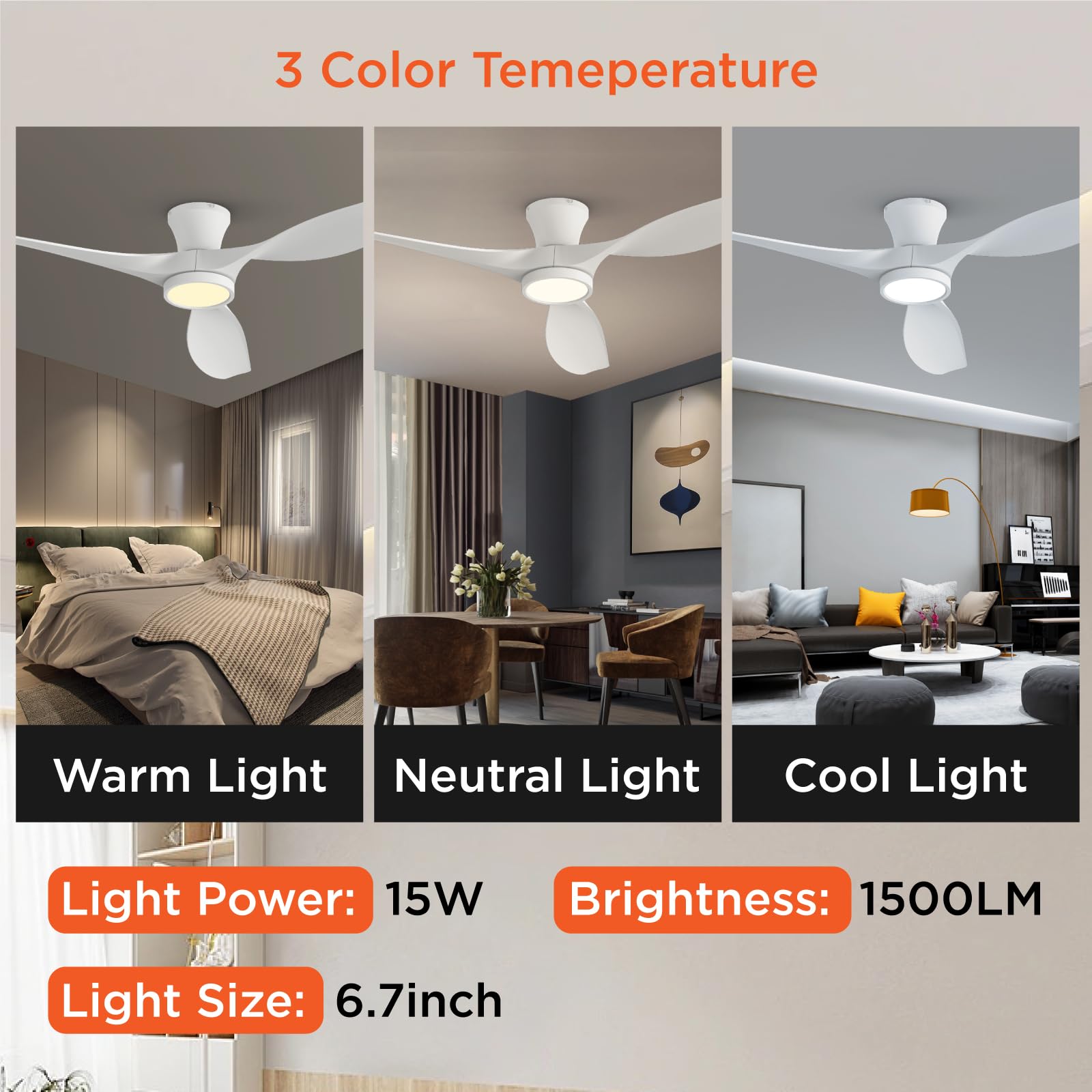 TALOYA indoor outdoor ready ceiling fan mounted in a covered outdoor area