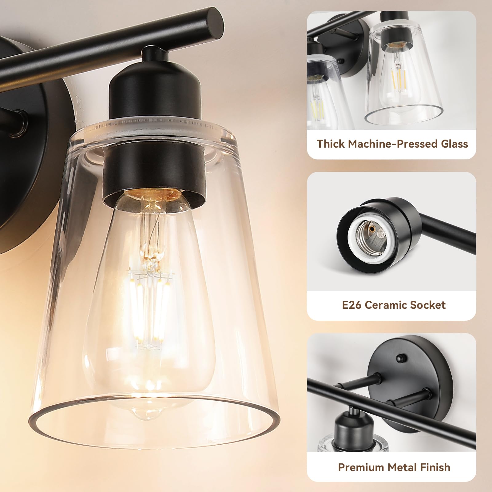 TALOYA thick cone glass shades diffuse light softly.