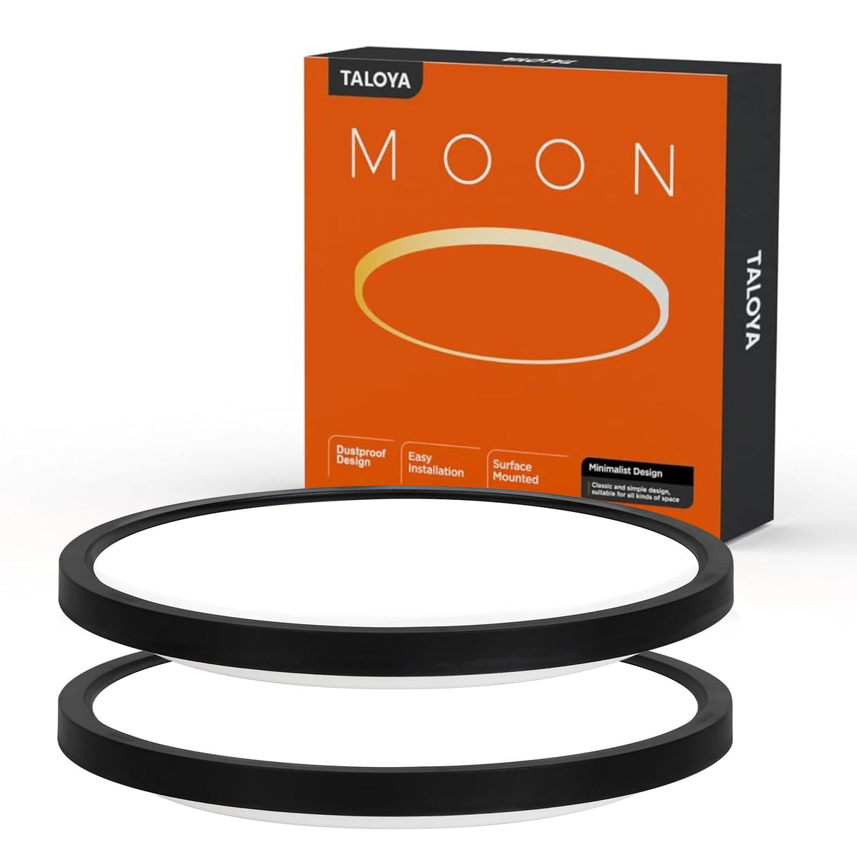 TALOYA two-pack black 10-inch LED ceiling light for easy mounting in closets
