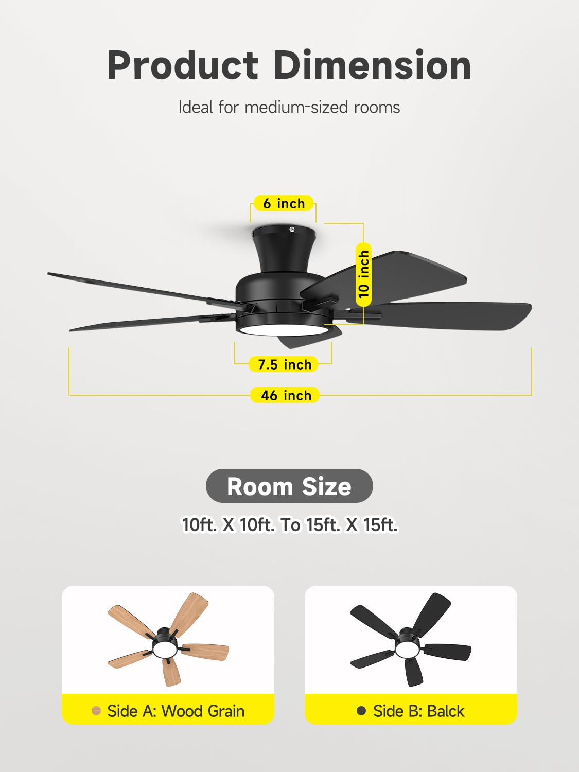 Taloya two-tone blades add subtle contrast for modern interiors.