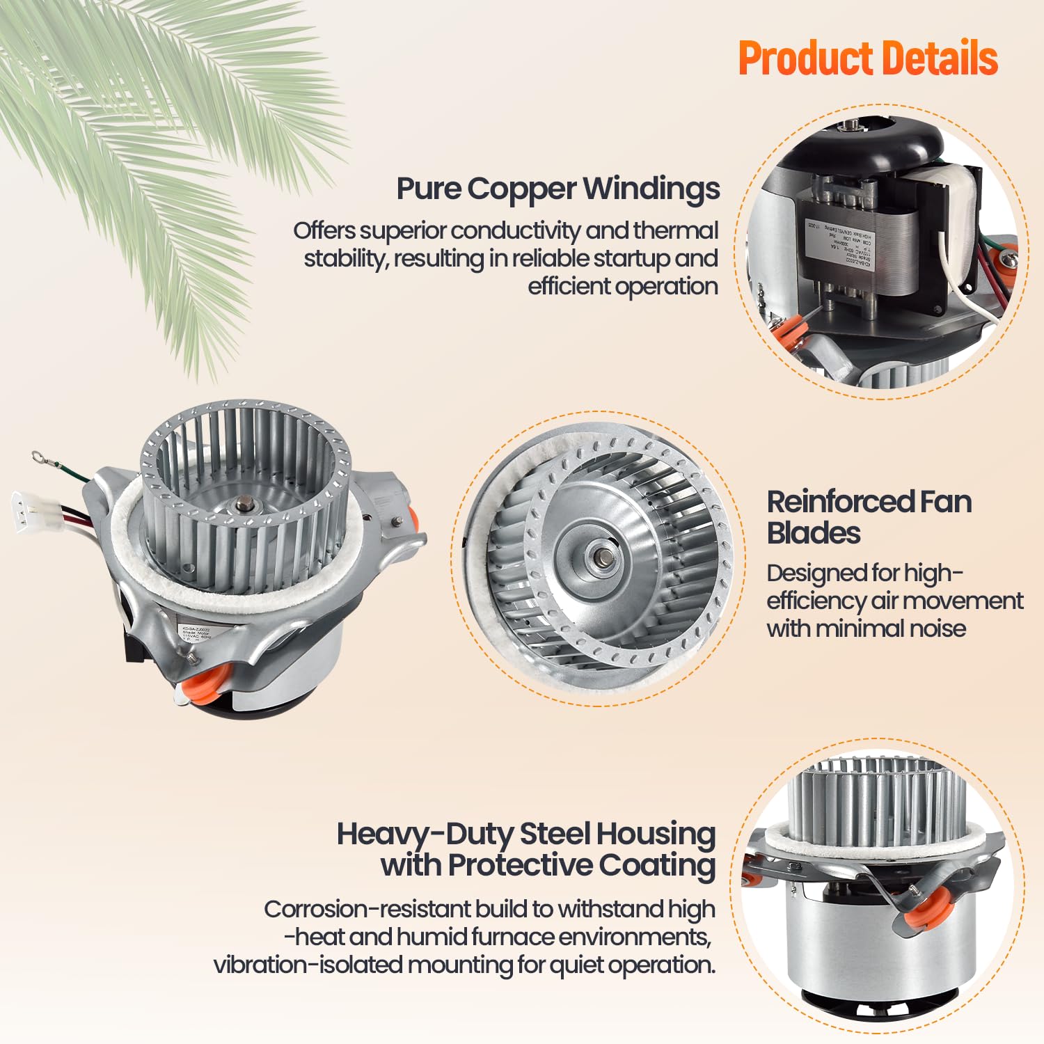 Talspity ball-bearing inducer motor reduces friction for smoother performance.