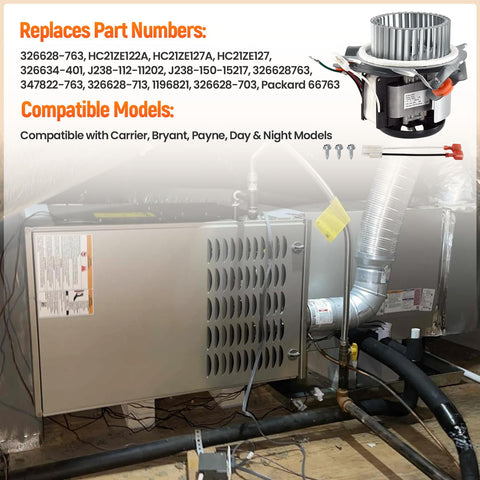 Talspity two-speed inducer motor detail enables adjustable furnace airflow.
