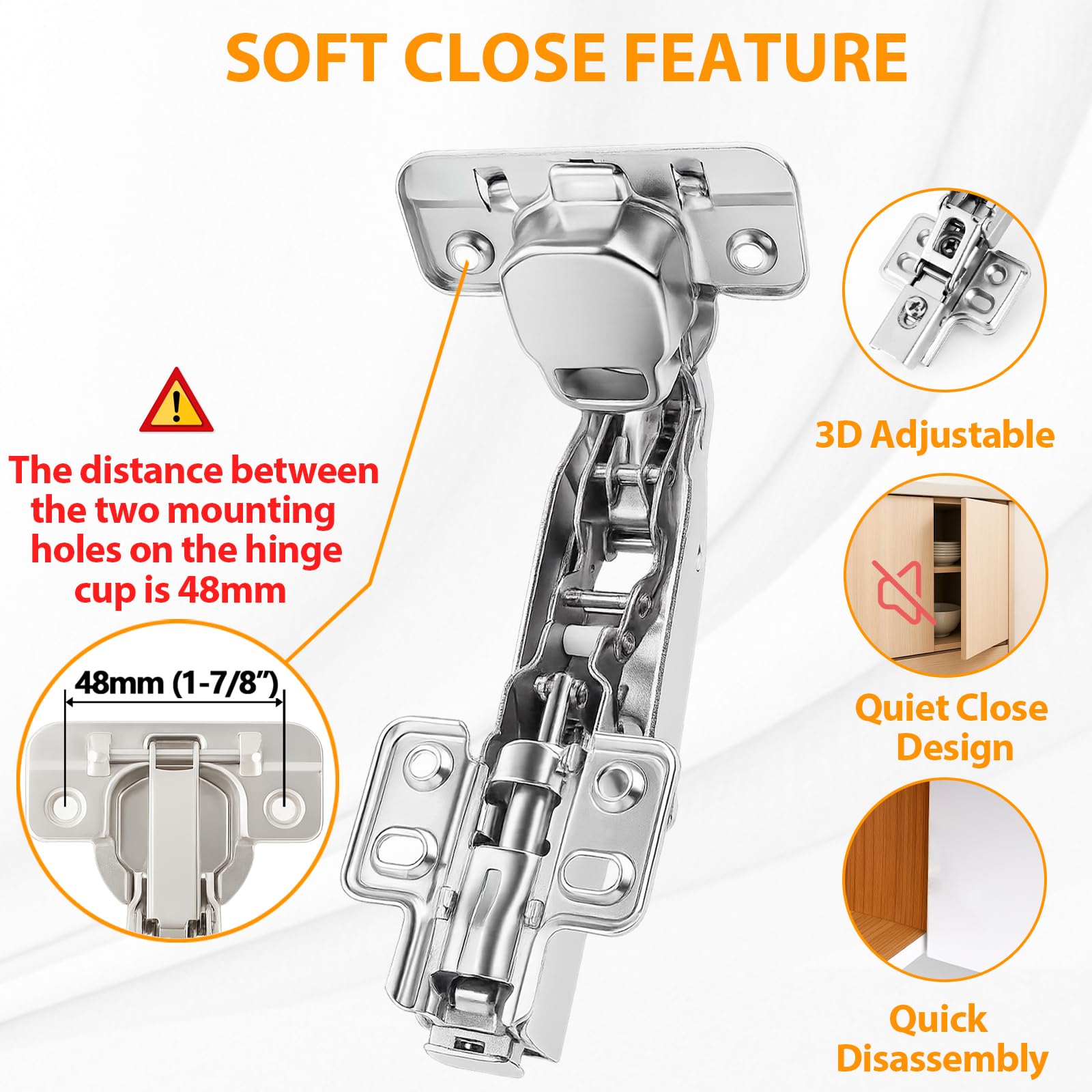 TamBee 48mm hinge cup spacing enables precise alignment and easy installation.