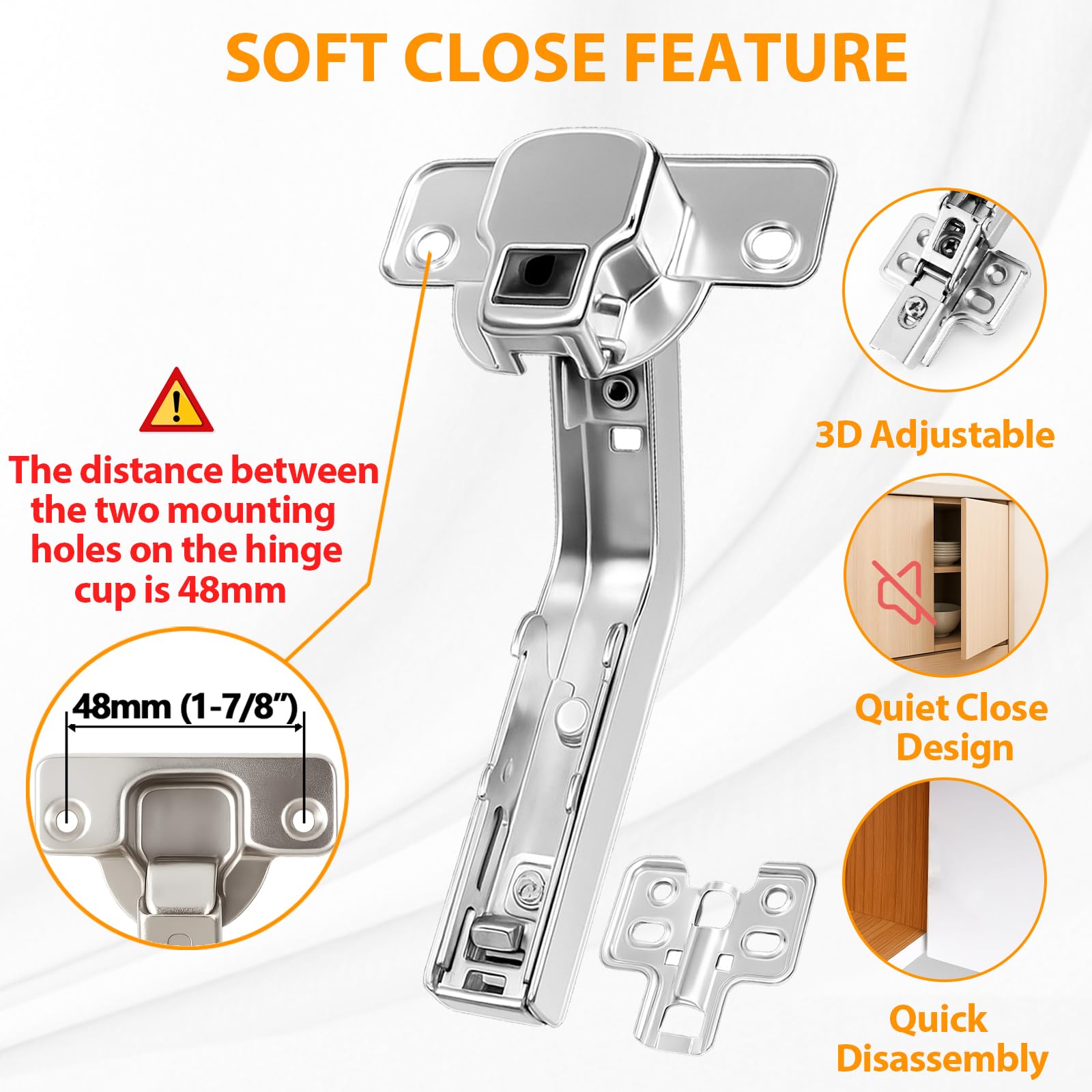 TamBee 48mm hinge cup spacing shown for adjustable corner doors.