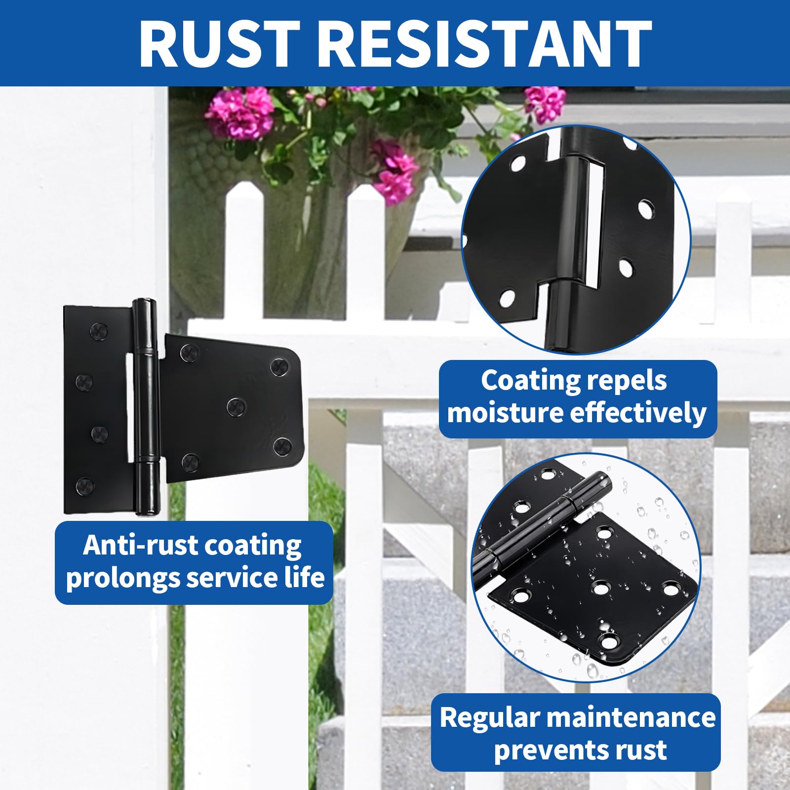 TamBee barn door hinges in black iron for rustic wood projects