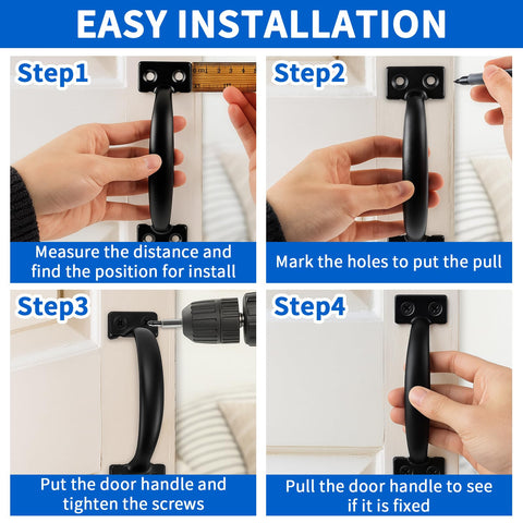 TamBee barn door pull handle in black to suit rustic doors and easy mounting