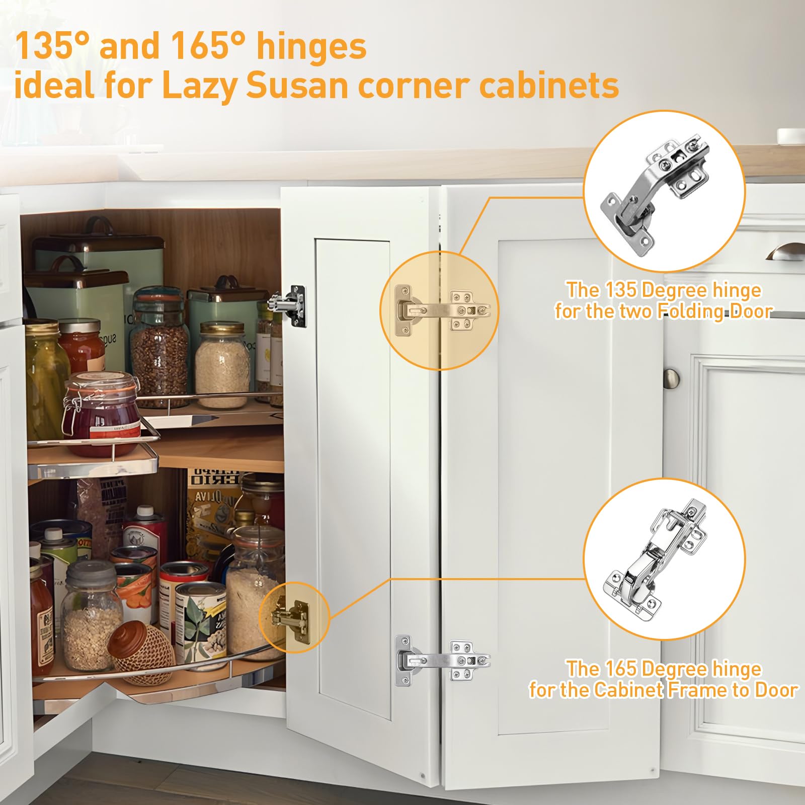 TamBee frameless hinges ideal for replacement or upgrades in kitchens.