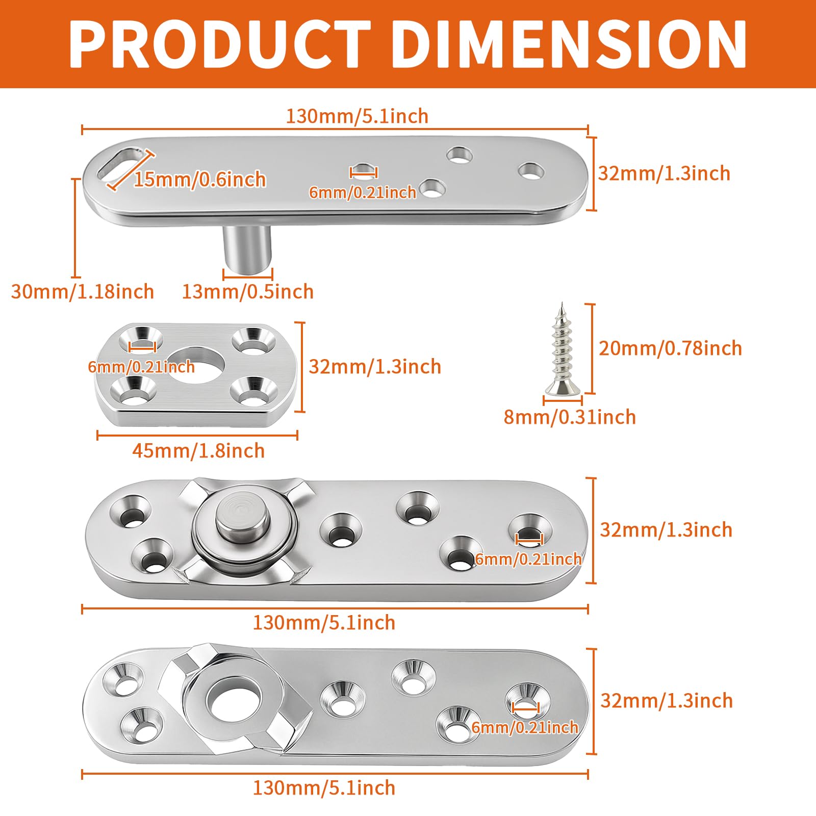 TamBee heavy-duty pivot hinge bottom part supports heavy concealed doors.